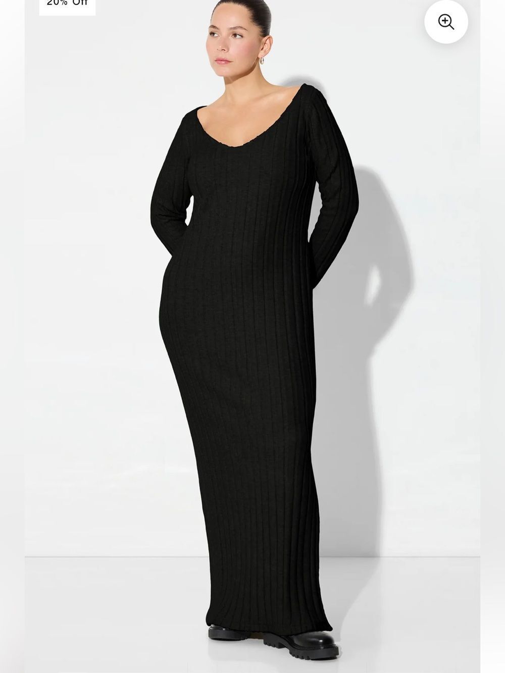 MARCELLA Black V-Neck Long Sleeve Maxi Dress Stretch Sz XL
